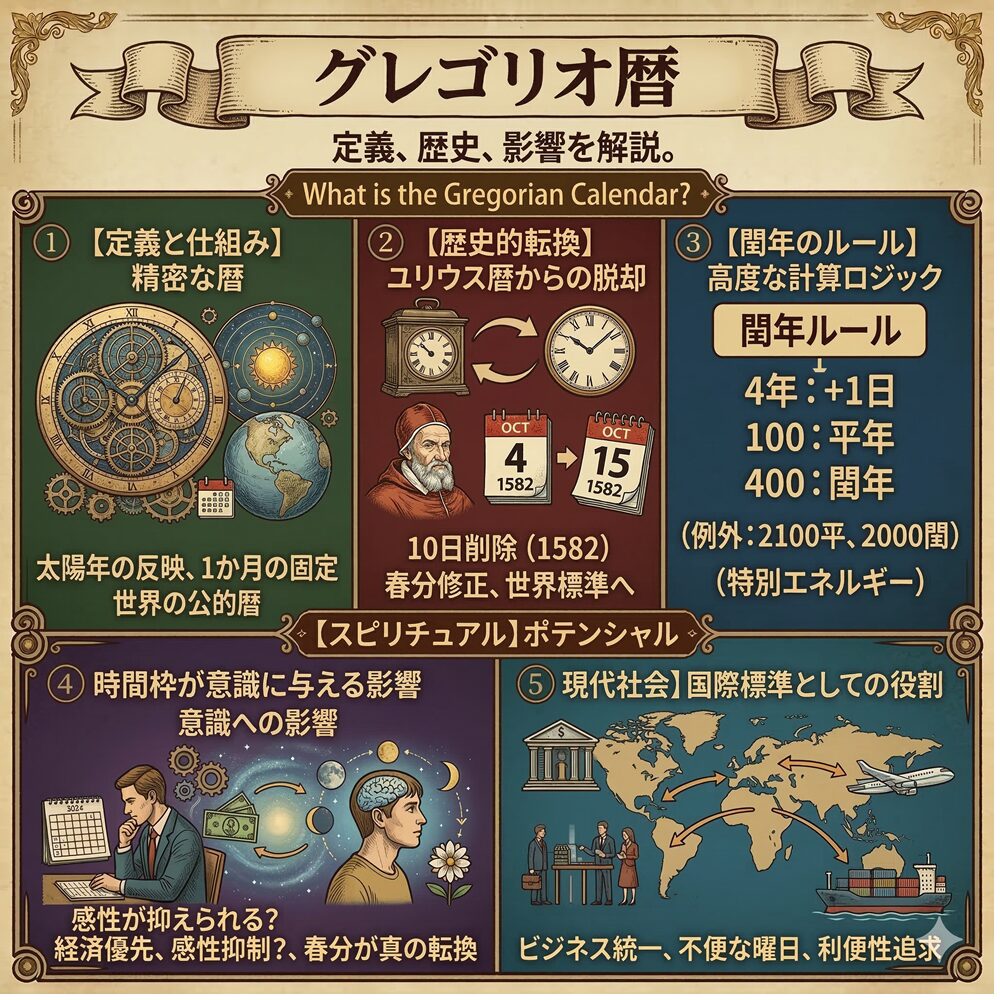グレゴリオ暦(Gregorian Calendar)完全ガイド|現代社会を支える「究極の太陽暦」の真実 – スピリチュアルコラム・占い師ブログ ...