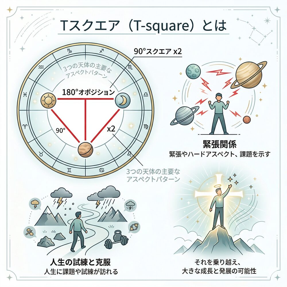 Tスクエアとは？占星術で読み解く「困難を成功に変える」最強の複合アスペクト