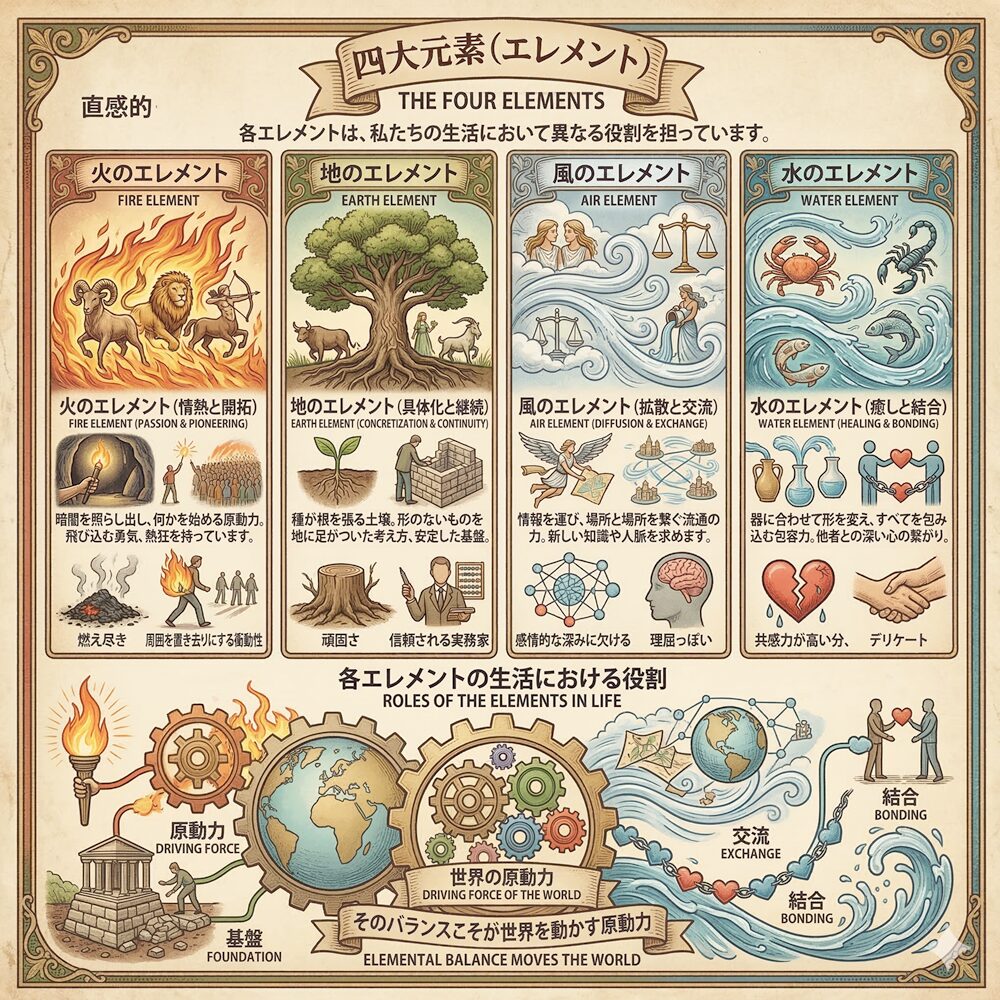 エレメント（四大元素）完全ガイド｜世界を構成する「魂の素材」を知る