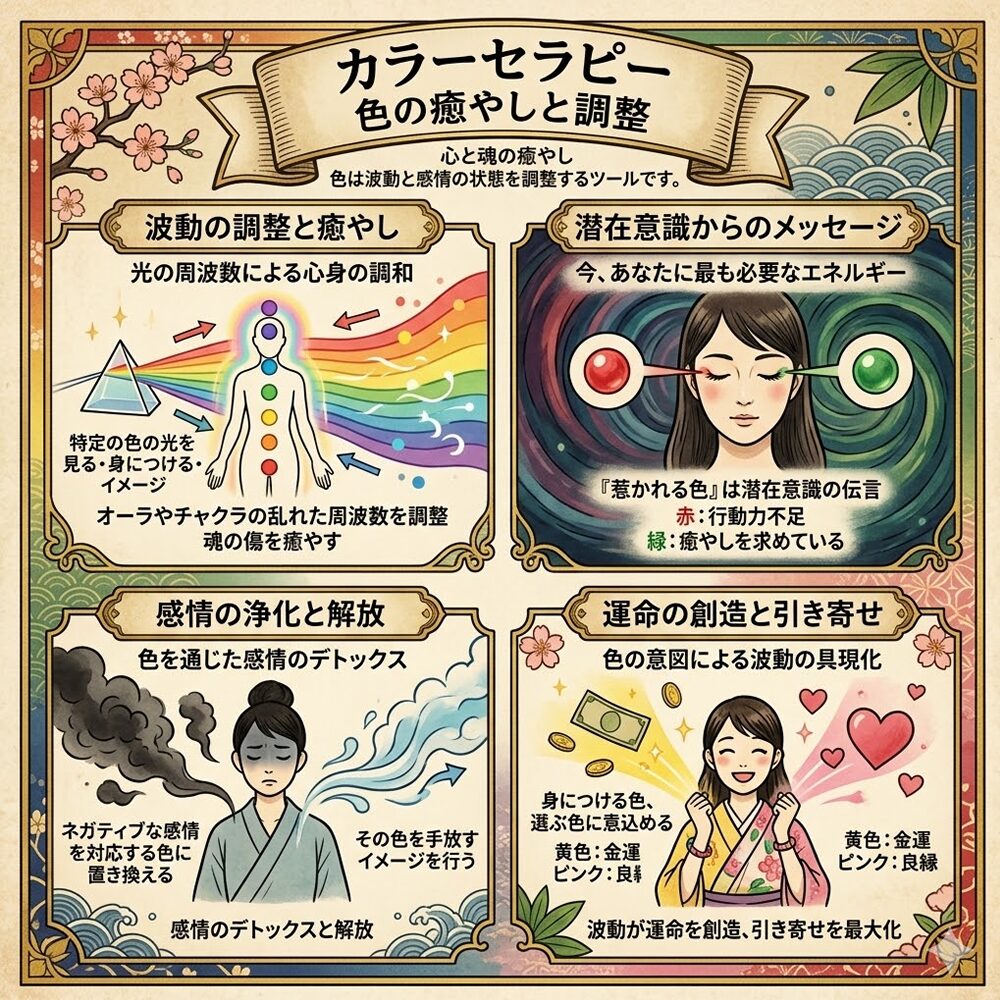 カラーセラピーのスピリチュアルな意味｜色が持つ波動で魂を癒やし、運命を創造する究極の自己治癒術