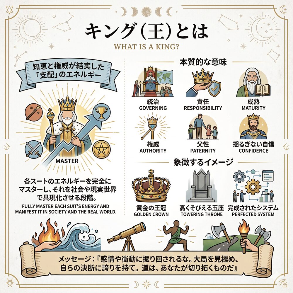 タロットのキング（王）の意味とは？圧倒的な統率力と成熟で人生を支配する方法