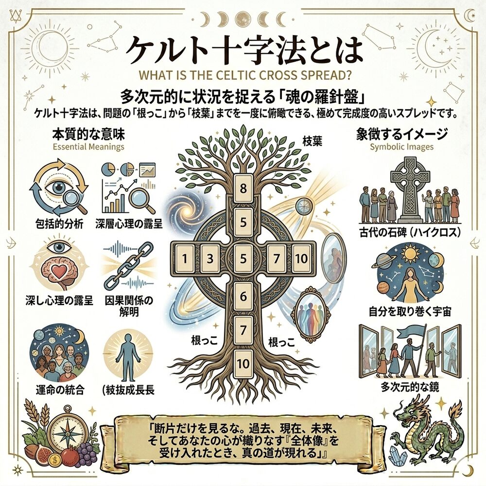 タロットのケルト十字法の意味とは？10枚のカードで運命の全貌を読み解く方法