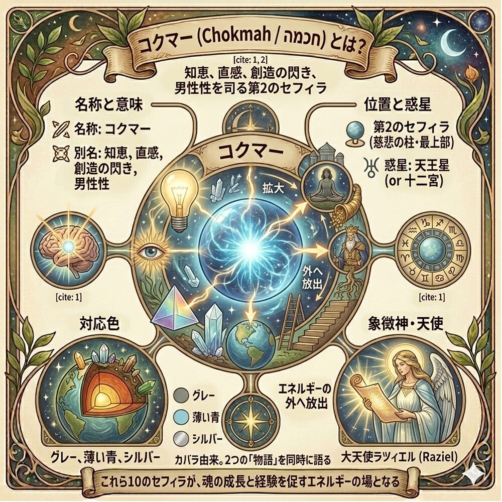 コクマー（Chokmah）完全ガイド｜創造の閃きと「至高の知恵」を解き放つ