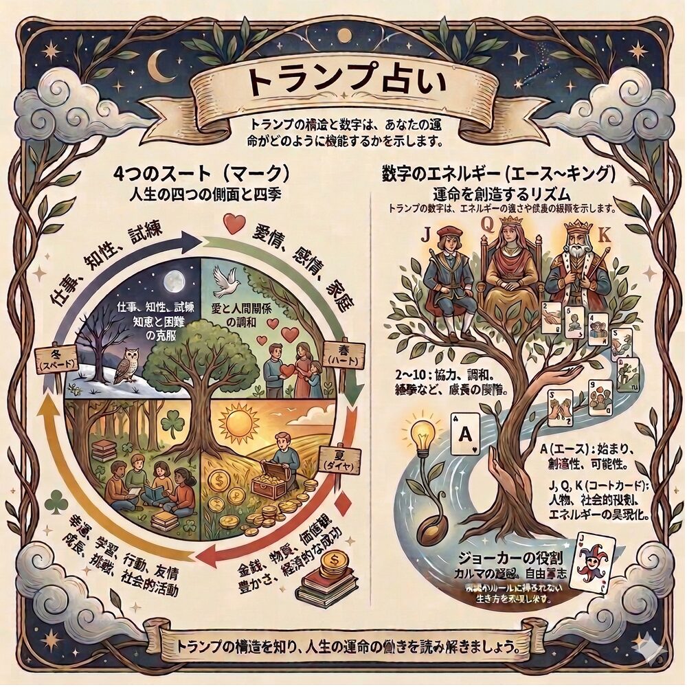 トランプ占い（カーディストリー）のスピリチュアルな意味｜魂の設計図と運命のバイオリズムを読み解く