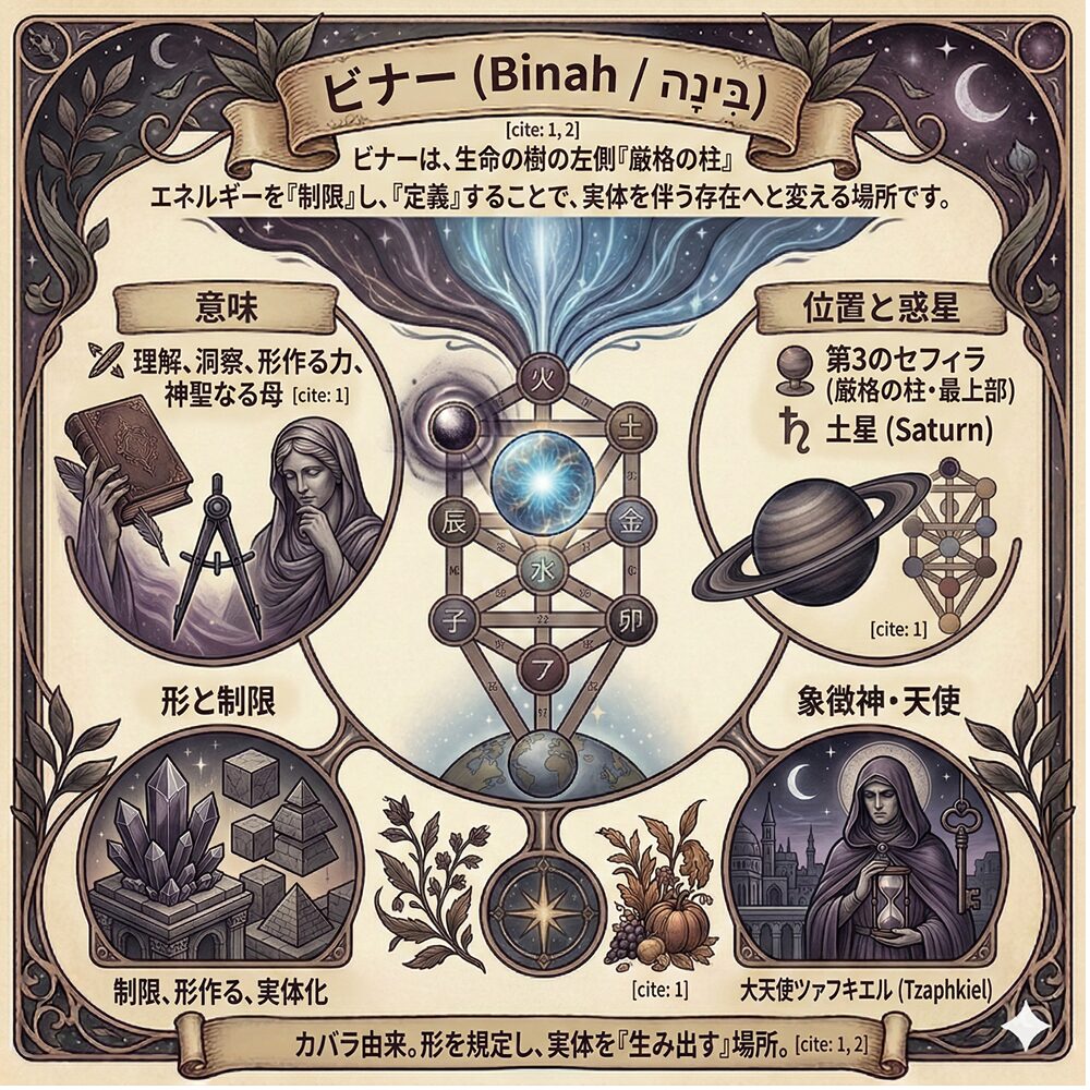 ビナー（Binah）完全ガイド｜閃きを形に変える「聖なる理解」と母なる力