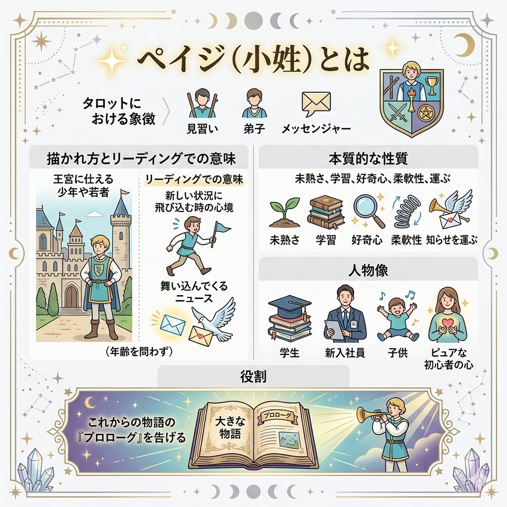 【タロット】ペイジ（小姓）の意味とは？4つのスートが教える新しい始まり