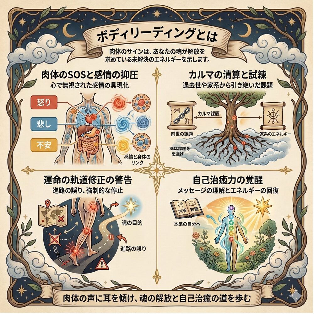 ボディリーディングのスピリチュアルな意味｜肉体の不調が伝える魂の課題と自己治癒力の覚醒
