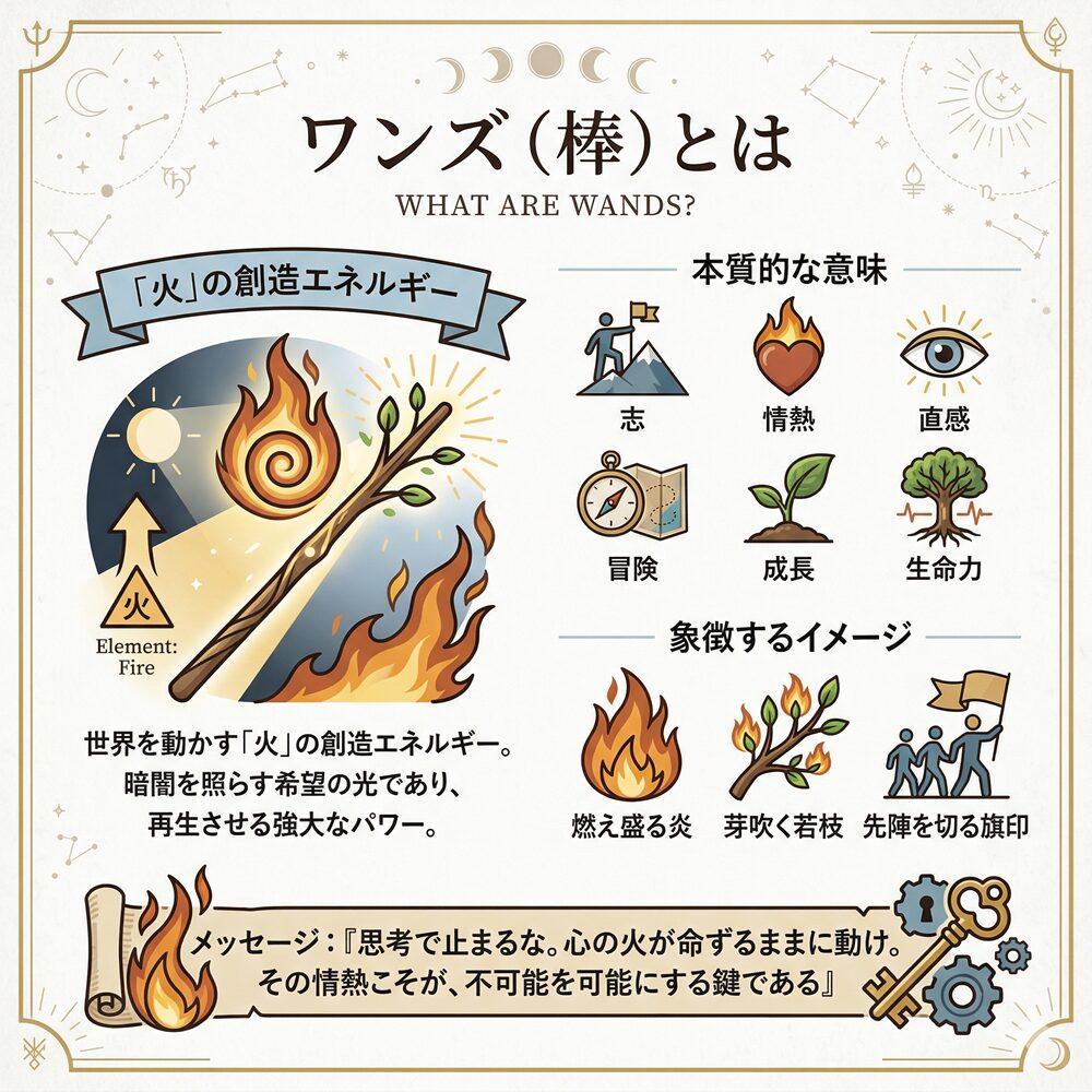 タロットのワンズ（棒）の意味とは？情熱と行動力で理想の未来を勝ち取る方法