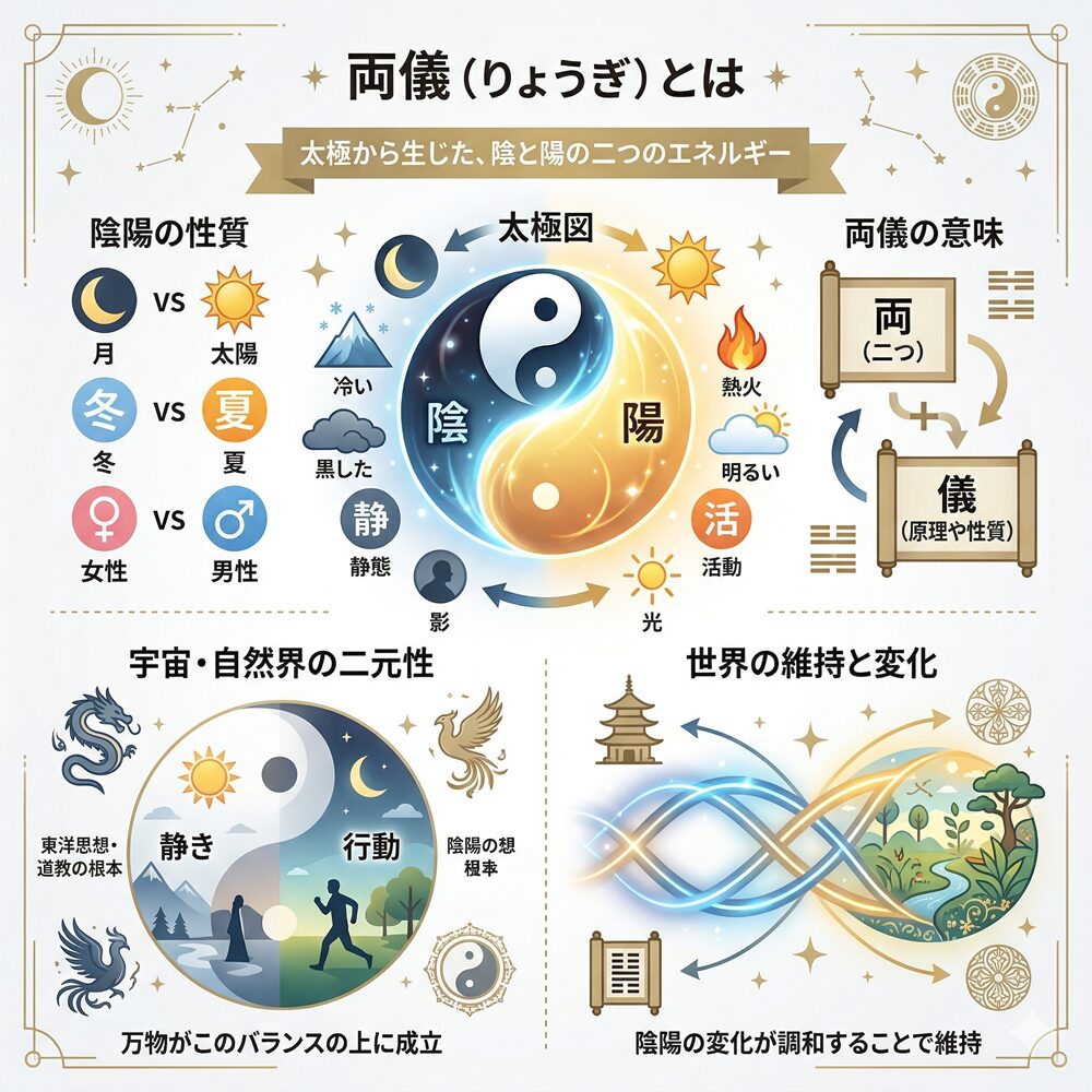 両儀（りょうぎ）とは？陰陽のルーツと万物を形作る二元論のバランスを解説