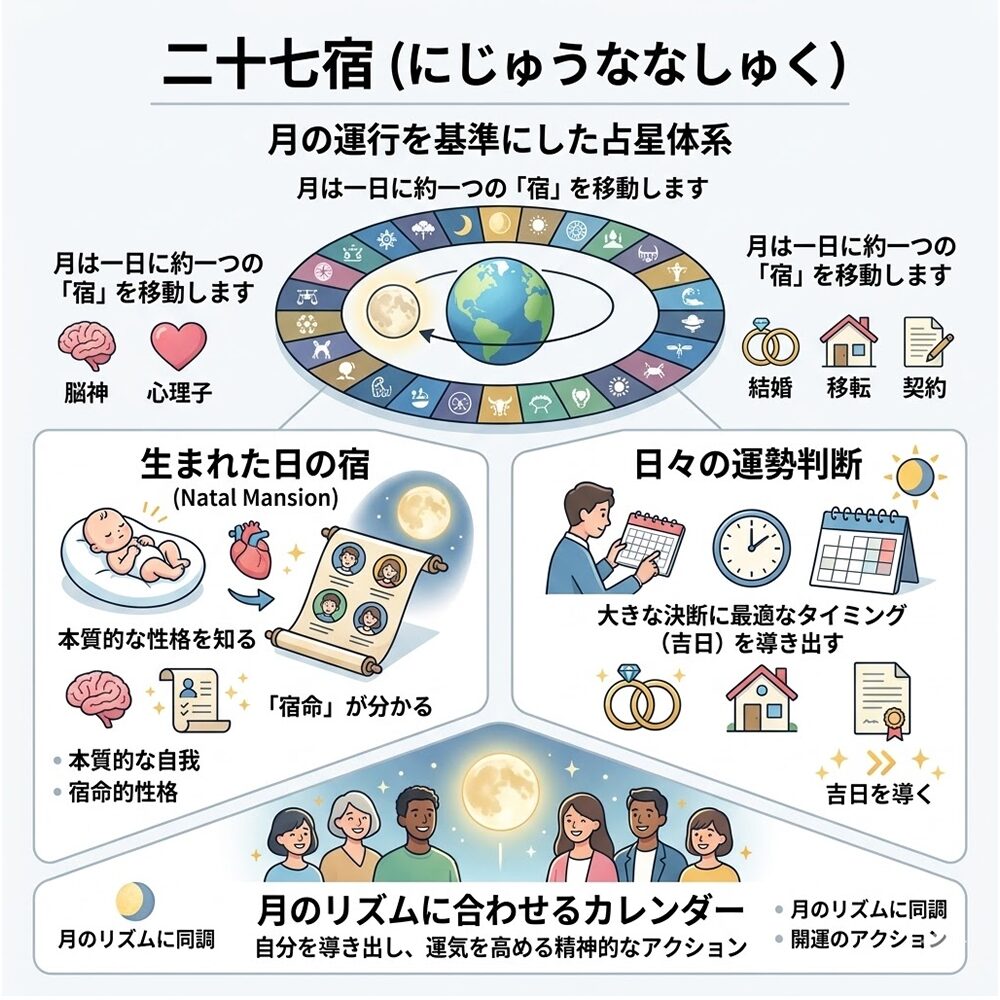 二十七宿ガイド｜月のリズムで読み解く「宿命」と「日々の吉凶」