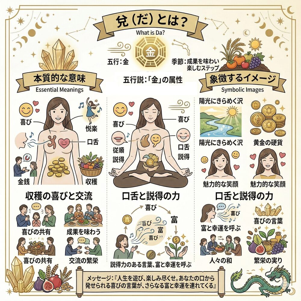 八卦の兌（だ）の意味とは？喜びの言葉と金運で人生を謳歌する方法