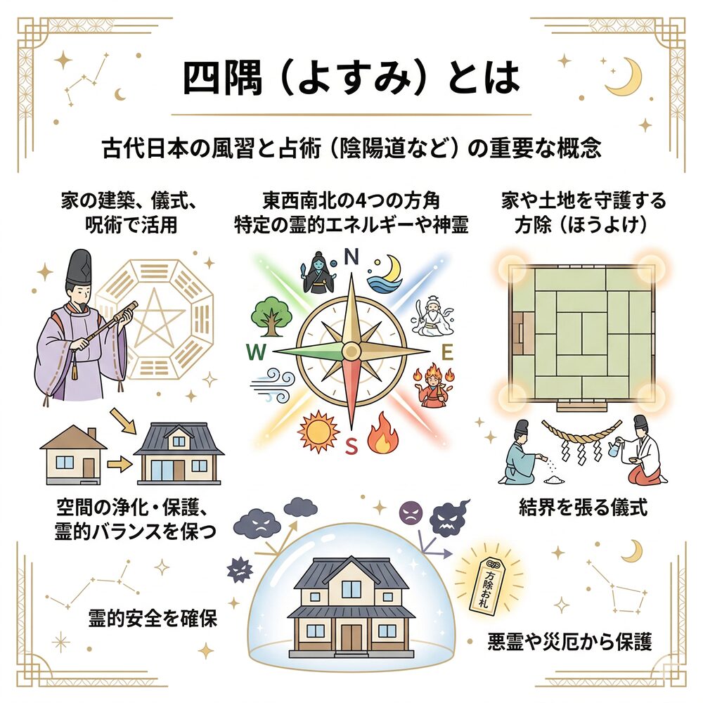 四隅（よすみ）とは？陰陽道に伝わる「結界」の秘術と住まいを守る四神の力