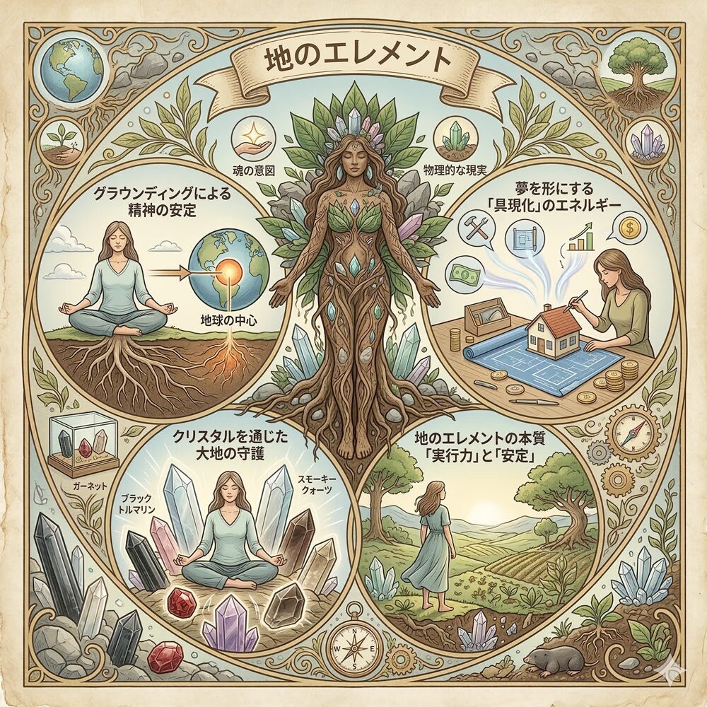 地のエレメント　解説｜大地に根ざし「理想」を「現実」に変える力