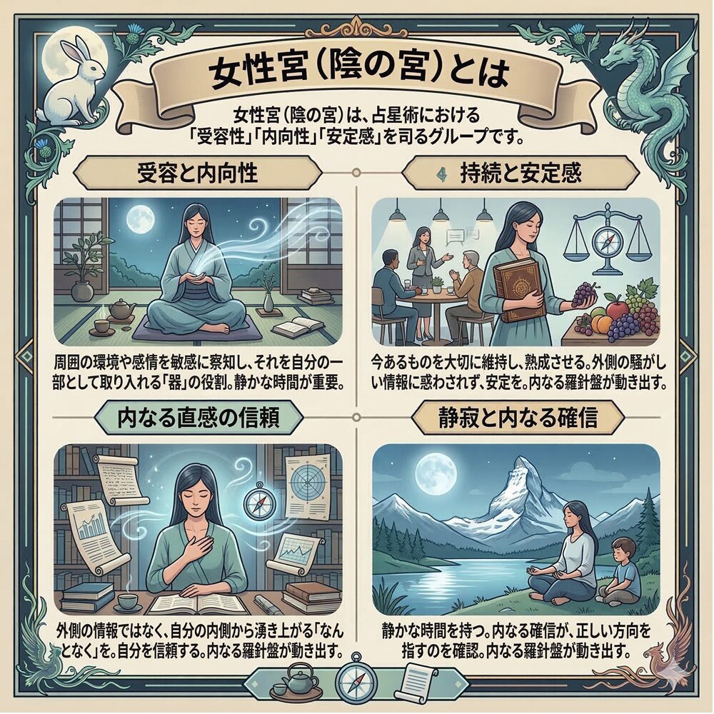 女性宮（陰の宮）解説｜内なる静寂と「育む力」を読み解く星々