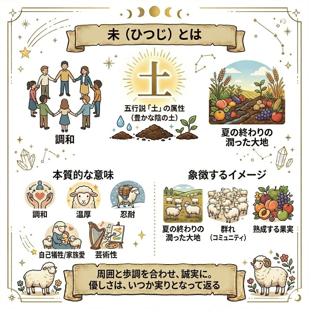 十二支の未（ひつじ）の意味とは？穏やかさと内に秘めた芯の強さを解説