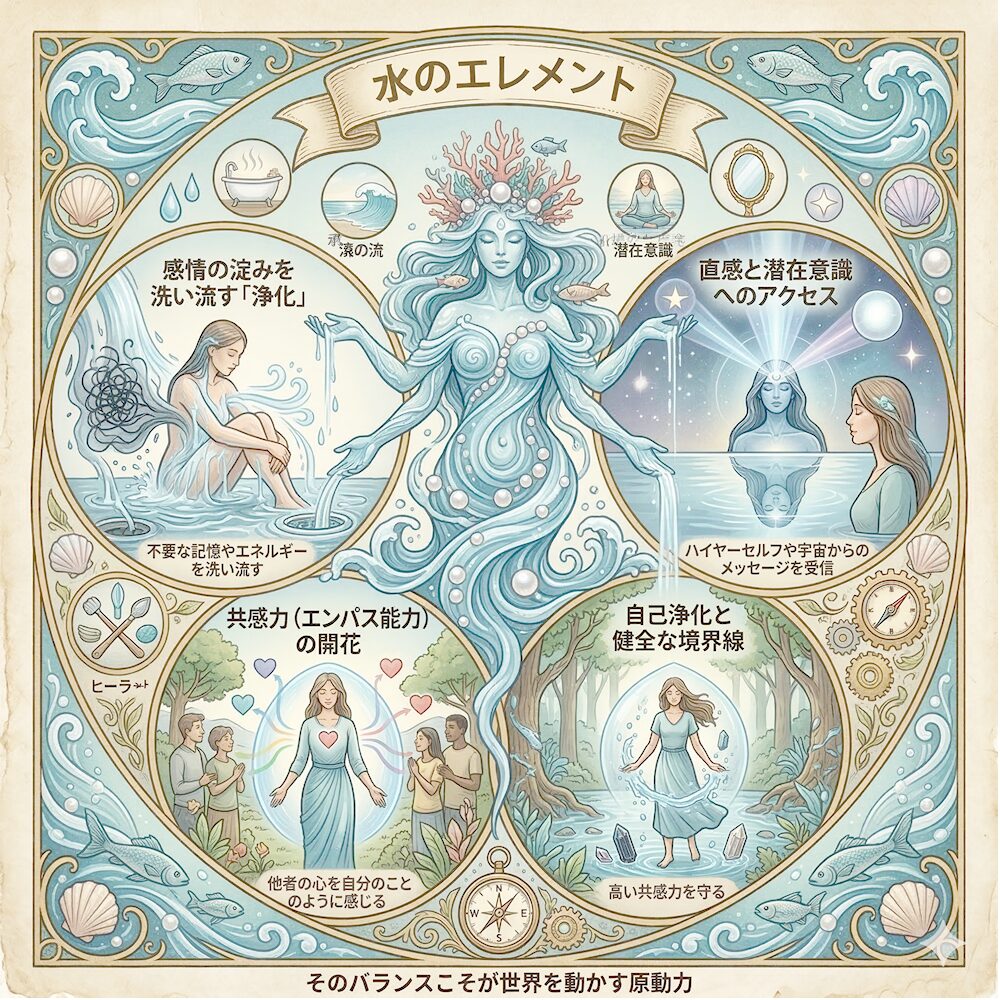 水のエレメント　解説｜「感情」の海を泳ぎ、「愛」と「癒し」を循環させる