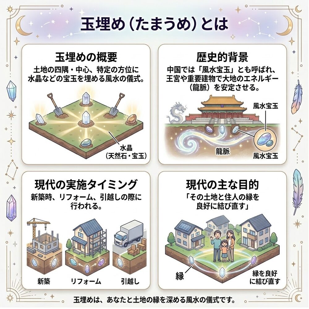 玉埋め（たまうめ）とは？風水で土地を浄化し、最強の運気を呼び込む儀式