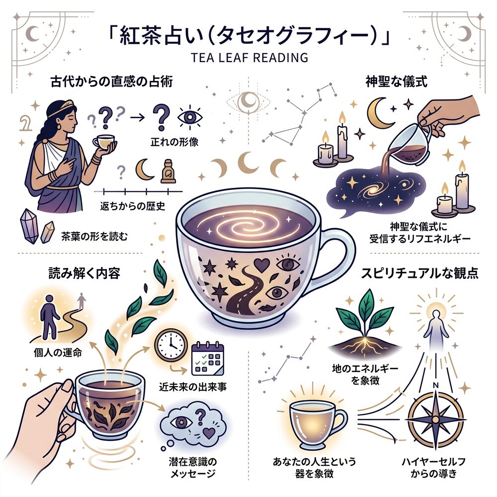紅茶占い（タセオグラフィー）のスピリチュアルな意味｜茶葉が伝える魂のメッセージと運命の予兆