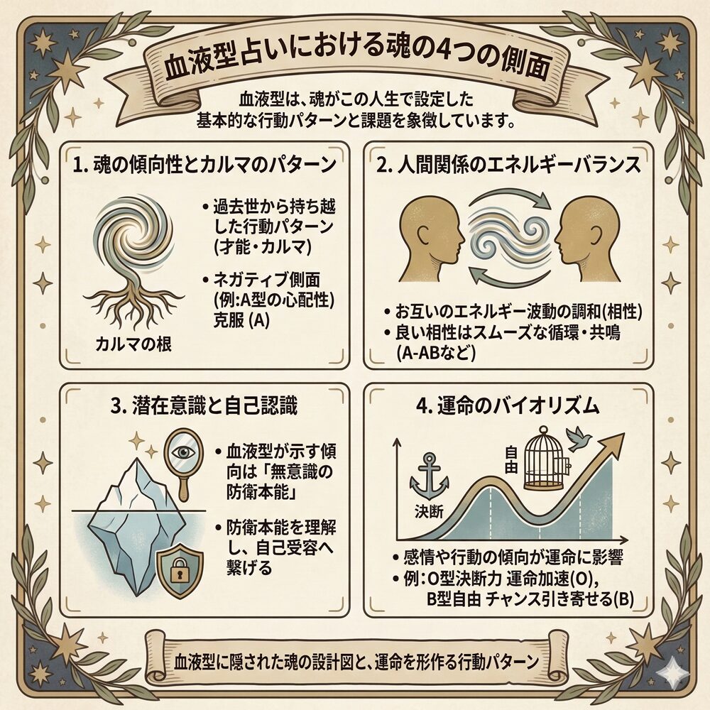 血液型占いのスピリチュアルな意味｜魂の傾向と運命のカルマを読み解く行動パターンの叡智