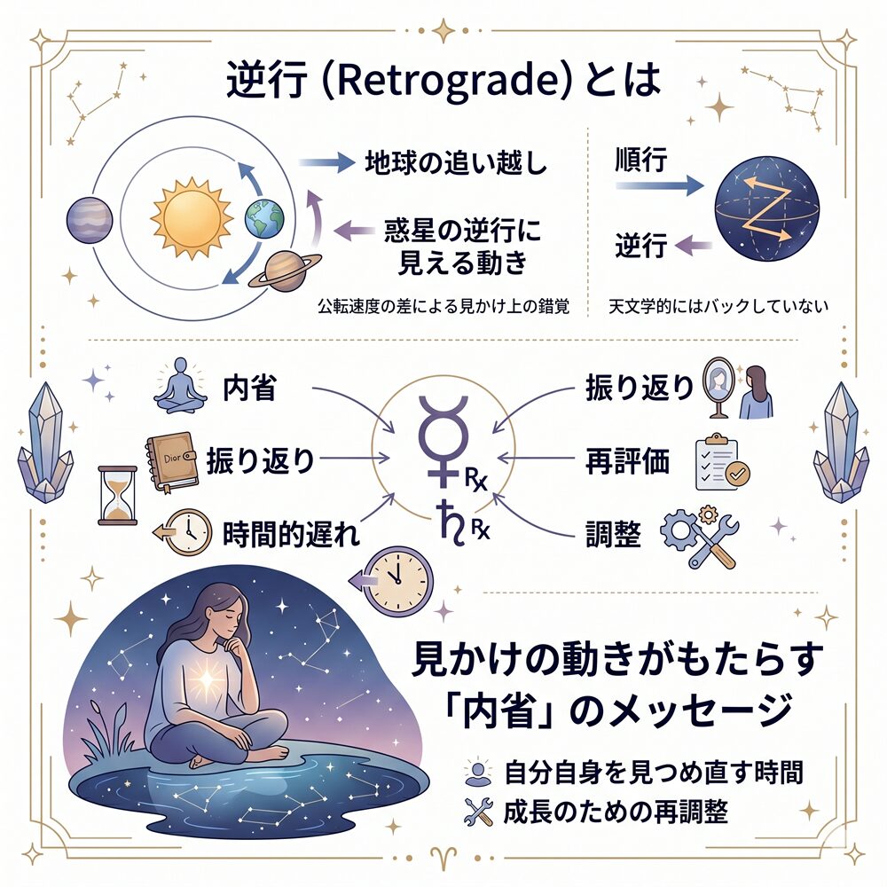 逆行（ぎゃっこう）の意味とは？｜星が「振り返り」を促す、運命のメンテナンス期間