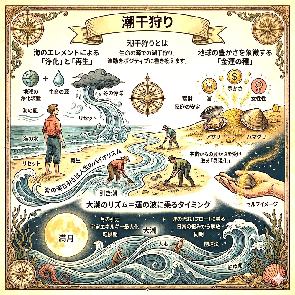 潮干狩りのスピリチュアルな意味｜自然のリズムと同調し「豊かさ」を掘り当てる開運行事