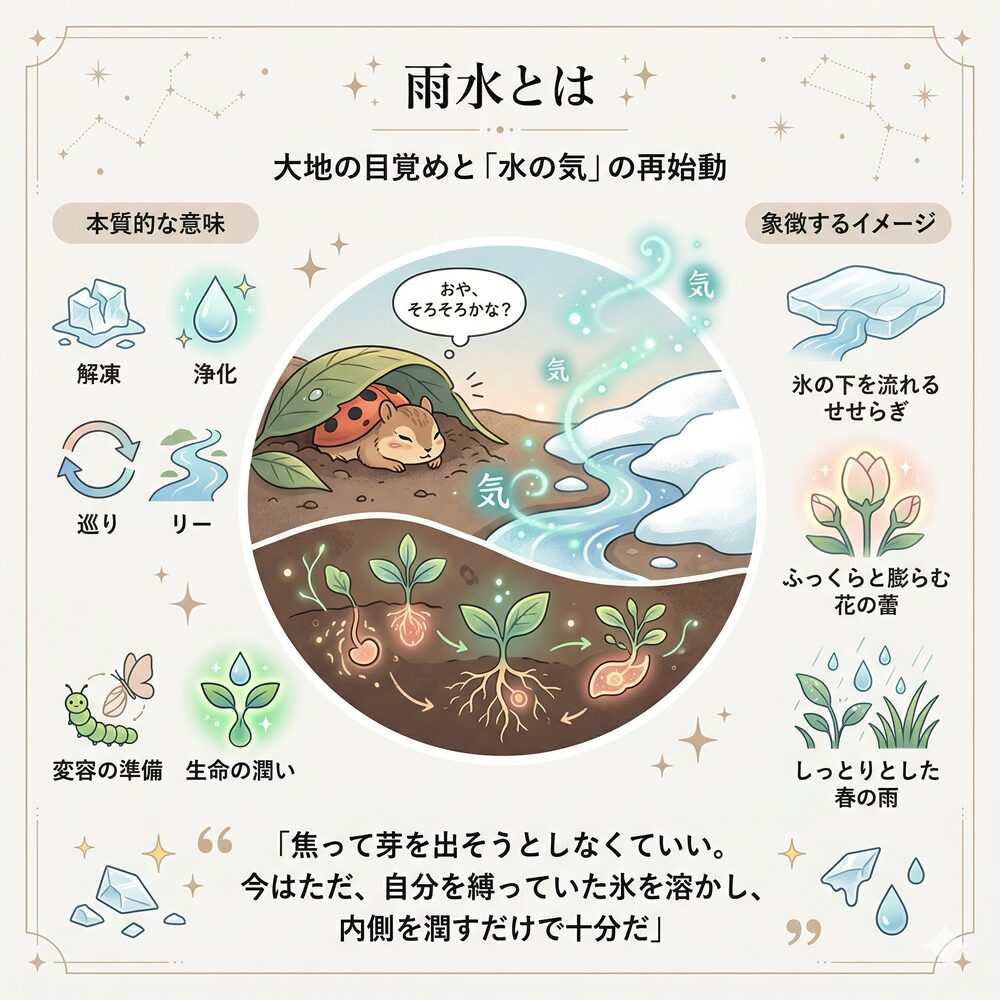 雨水（うすい）の意味とは？魂の「解凍」が始まり、幸運の種が動き出すとき