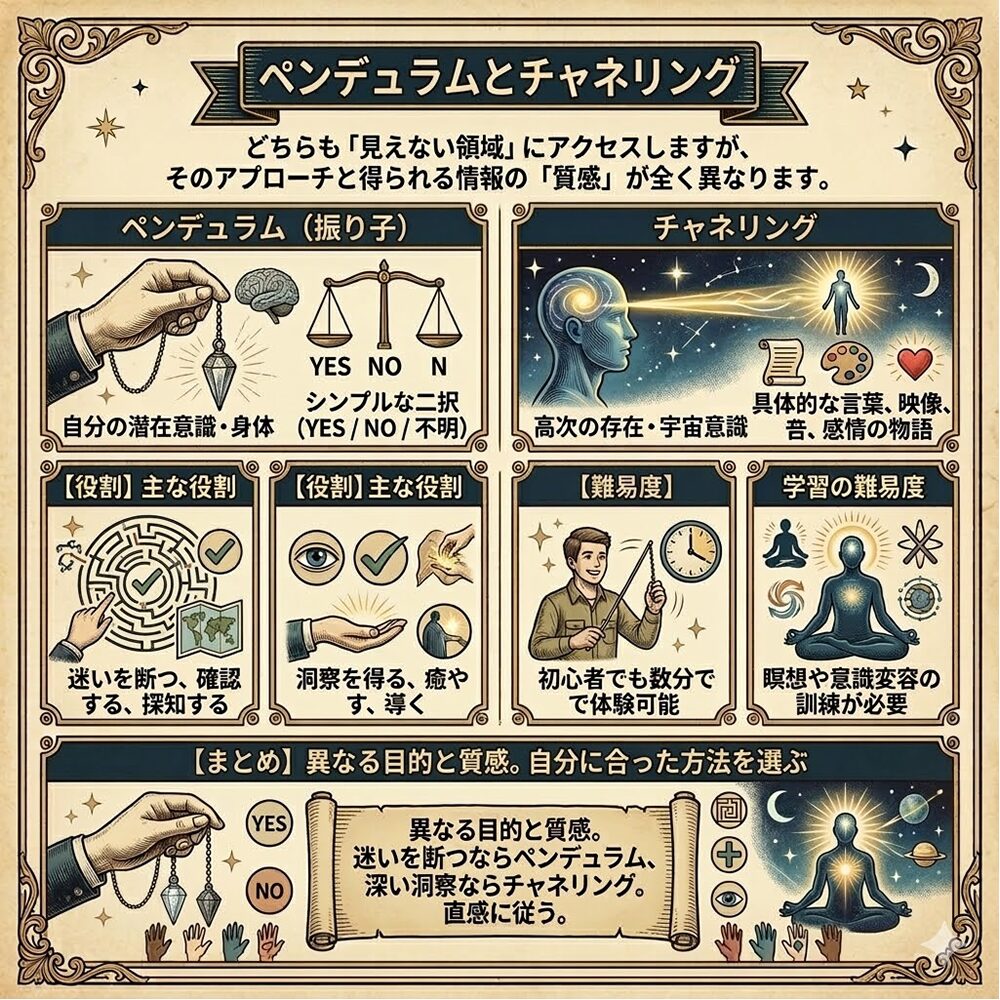 ペンデュラム vs チャネリング｜潜在意識と高次からのメッセージを読み解く完全ガイド
