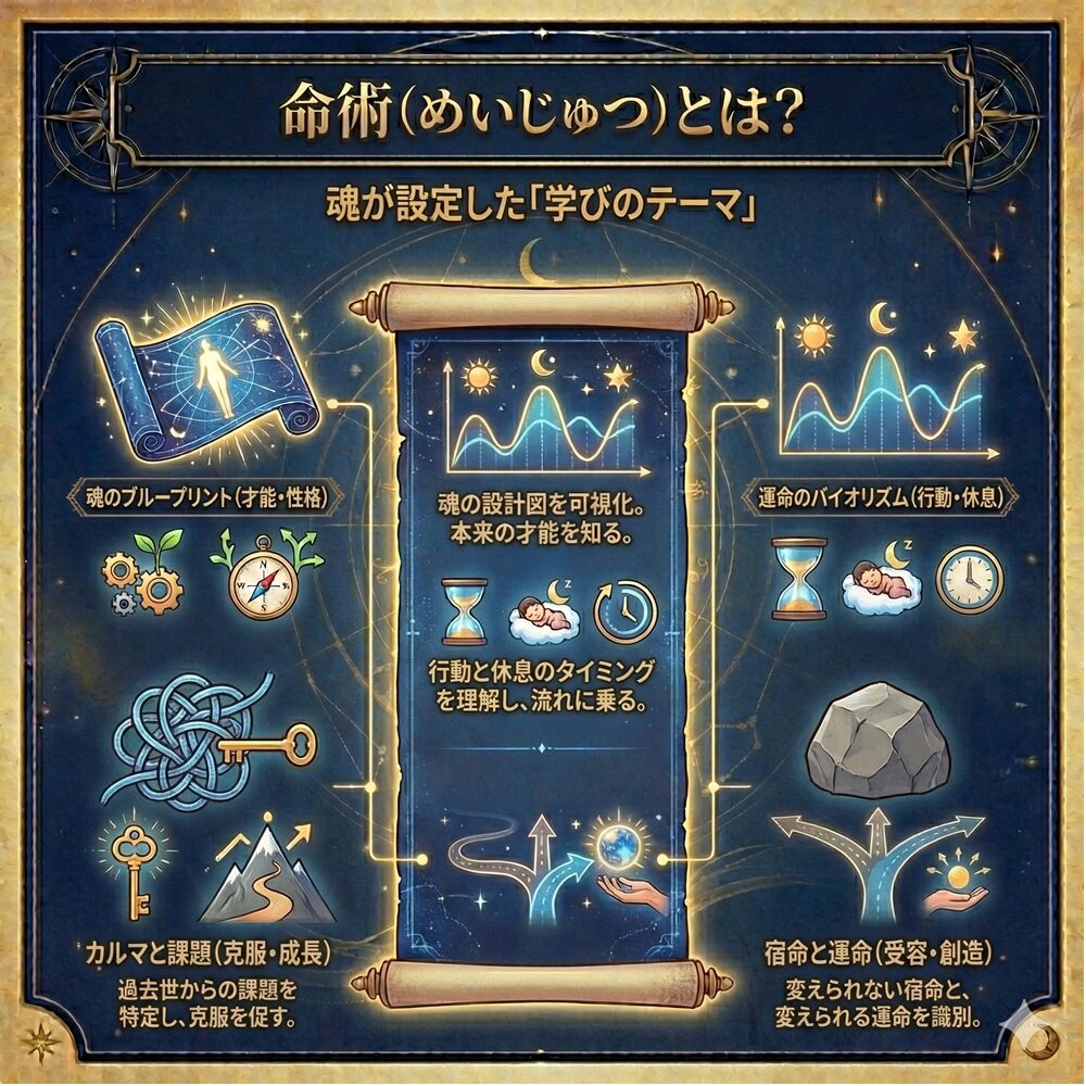 命術（めいじゅつ）のスピリチュアルな意味｜魂の設計図を読み解き、運命の傾向を知る古代の叡智