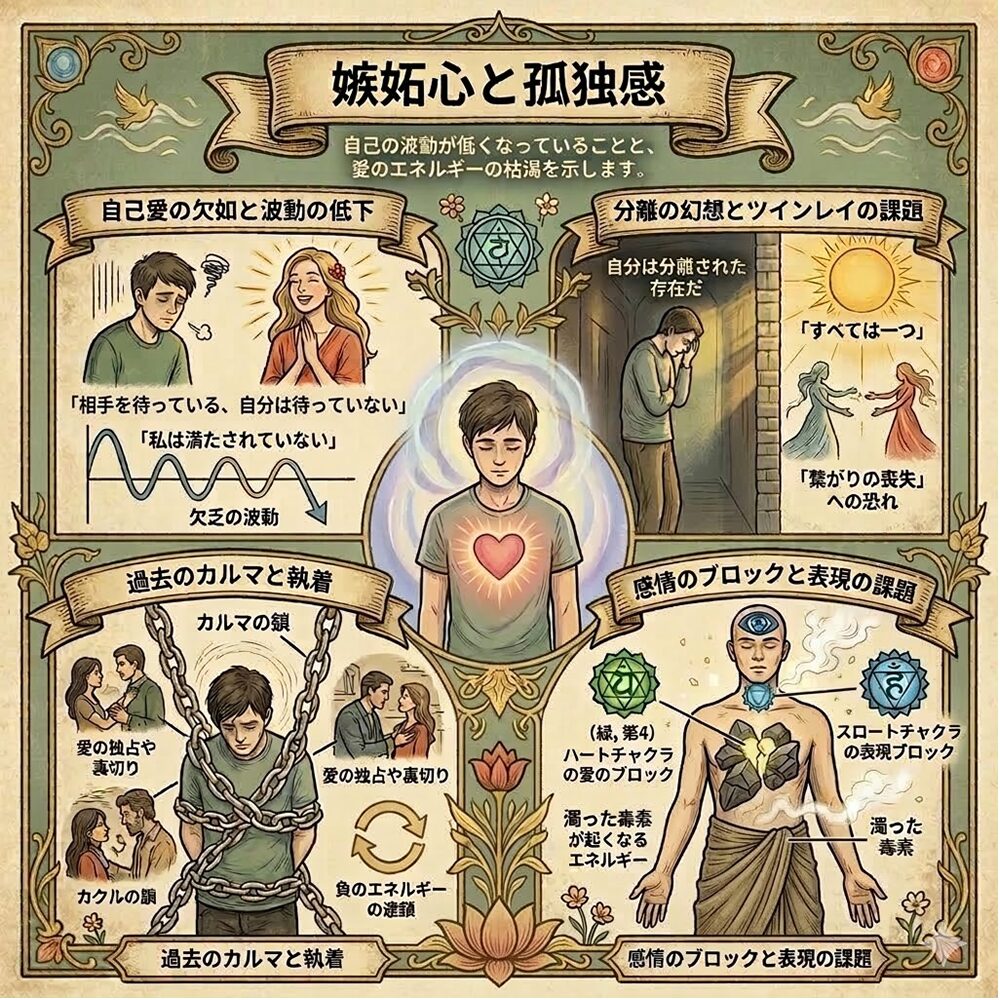 嫉妬心と孤独感のスピリチュアルな意味｜自己愛の欠如と承認欲求の裏返しが招く魂のSOS