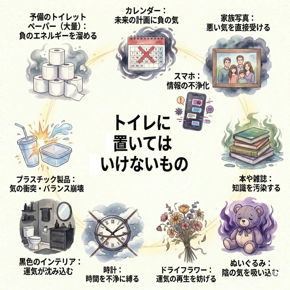 トイレに置いてはいけないもの　スピリチュアル的な意味は？｜状況・場所別など30選を解説
