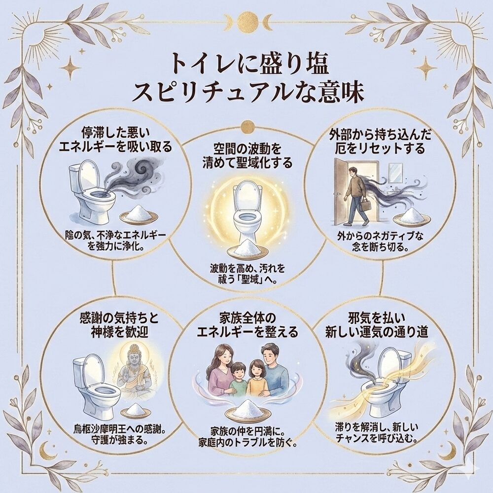 トイレに盛り塩をするスピリチュアル的な意味は？｜効果・アイテム別など30選を解説