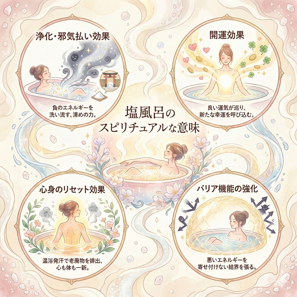 塩風呂のスピリチュアル的な意味は?｜状況・塩の種類別など20選を解説