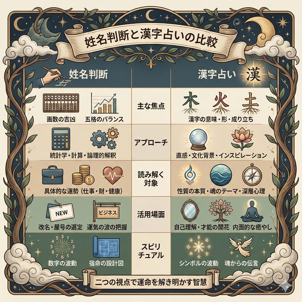 姓名判断と漢字占いの違いは？名前で運命を読み解く開運ガイド