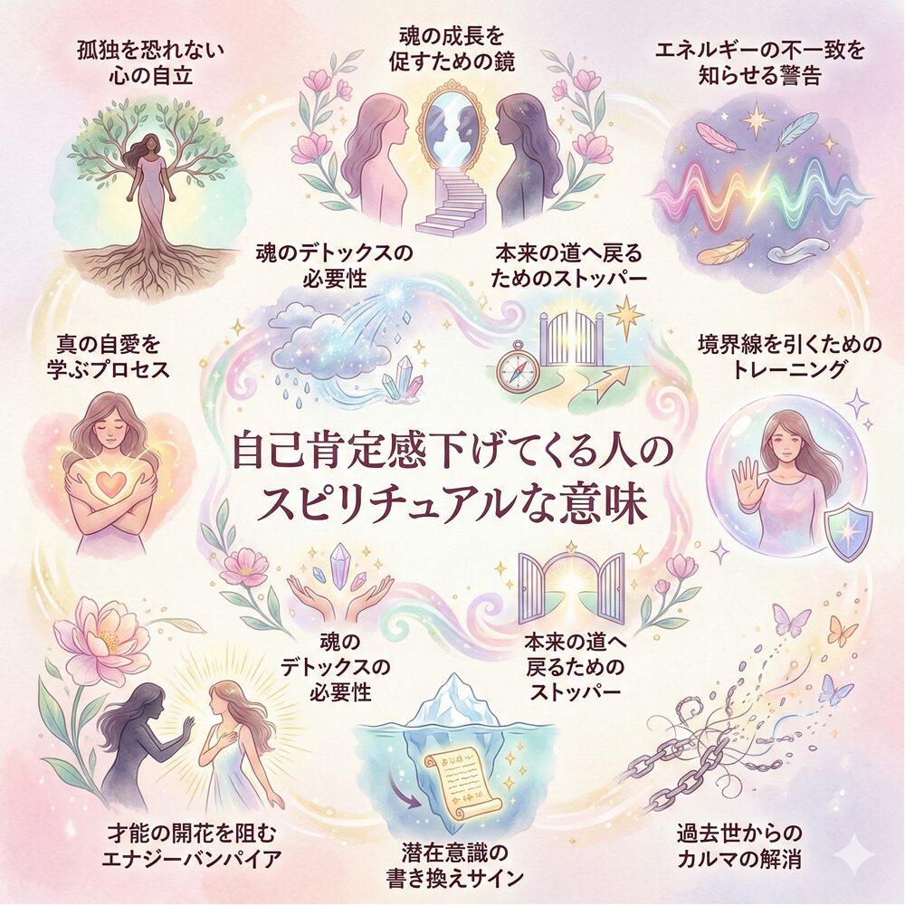 自己肯定感下げてくる人のスピリチュアル的な意味は？｜特徴・状況・相手別など30選を解説