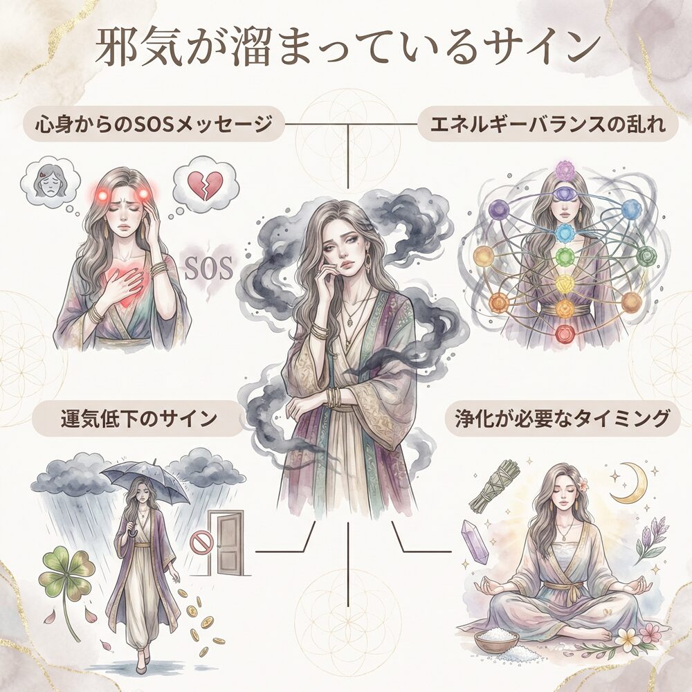 邪気が溜まっているサイン　スピリチュアル的な意味は？｜心身・環境別など25選を解説